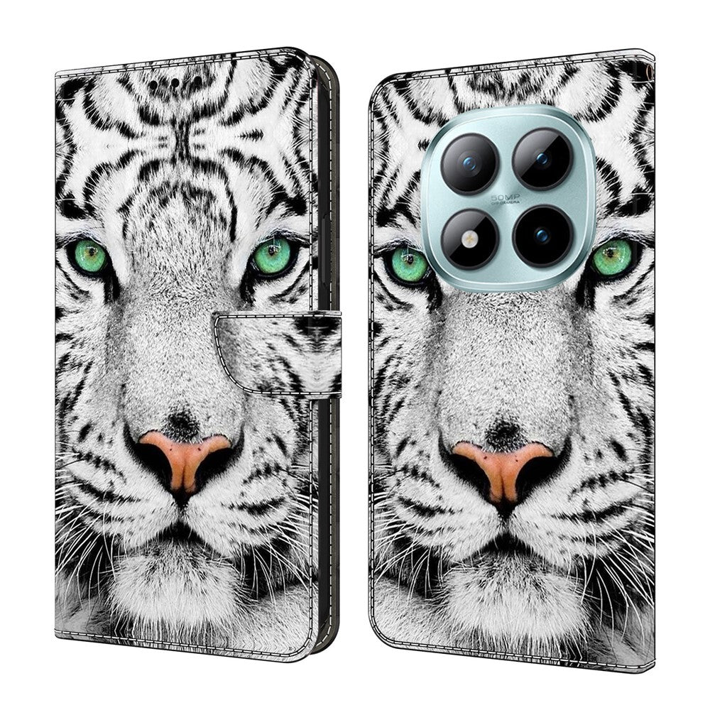 For Xiaomi Poco M8 Pro 5G / Redmi Note 15 Pro+ 5G (Global) Case with Card Slot Pattern Printed TPU + PU Leather Flip Phone Cover - Tiger Face