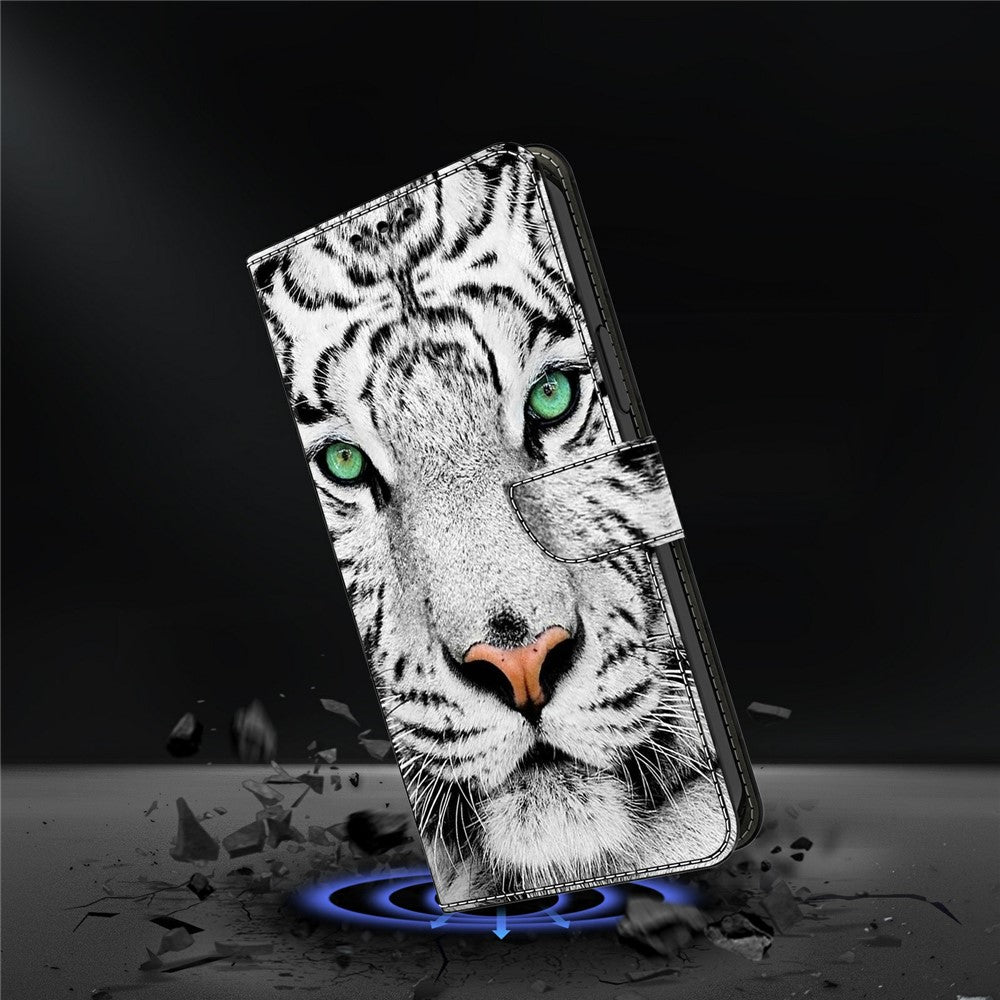 For Xiaomi Poco M8 Pro 5G / Redmi Note 15 Pro+ 5G (Global) Case with Card Slot Pattern Printed TPU + PU Leather Flip Phone Cover - Tiger Face