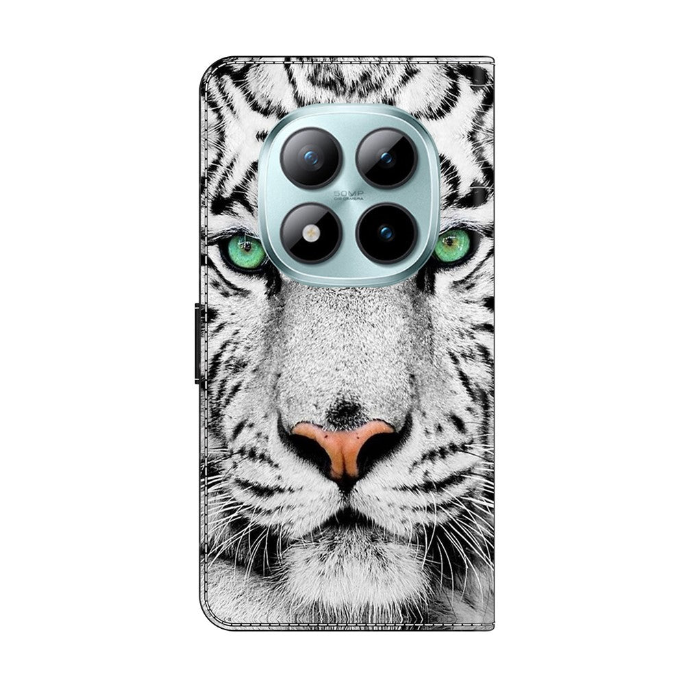 For Xiaomi Poco M8 Pro 5G / Redmi Note 15 Pro+ 5G (Global) Case with Card Slot Pattern Printed TPU + PU Leather Flip Phone Cover - Tiger Face