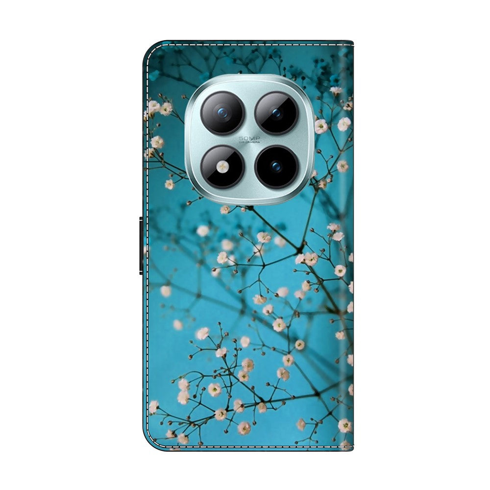 For Xiaomi Poco M8 Pro 5G / Redmi Note 15 Pro+ 5G (Global) Case with Card Slot Pattern Printed TPU + PU Leather Flip Phone Cover - Flower Branch