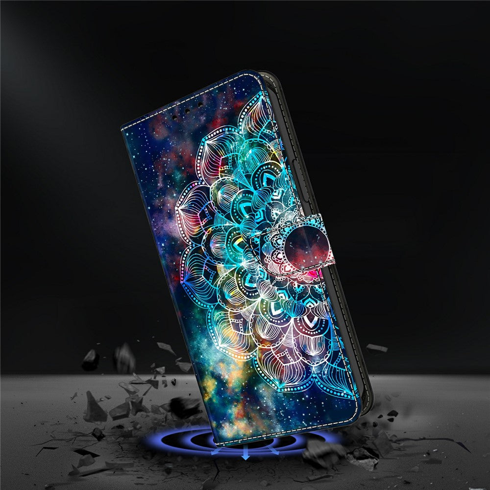 For Xiaomi Poco M8 Pro 5G / Redmi Note 15 Pro+ 5G (Global) Case with Card Slot Pattern Printed TPU + PU Leather Flip Phone Cover - Gyro Flower