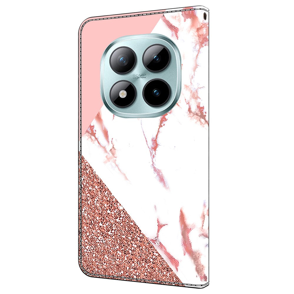 For Xiaomi Redmi Note 15 Pro 5G (Global) Wallet Case Pattern Printing Stand Leather Flip Phone Cover - Triangular Marble