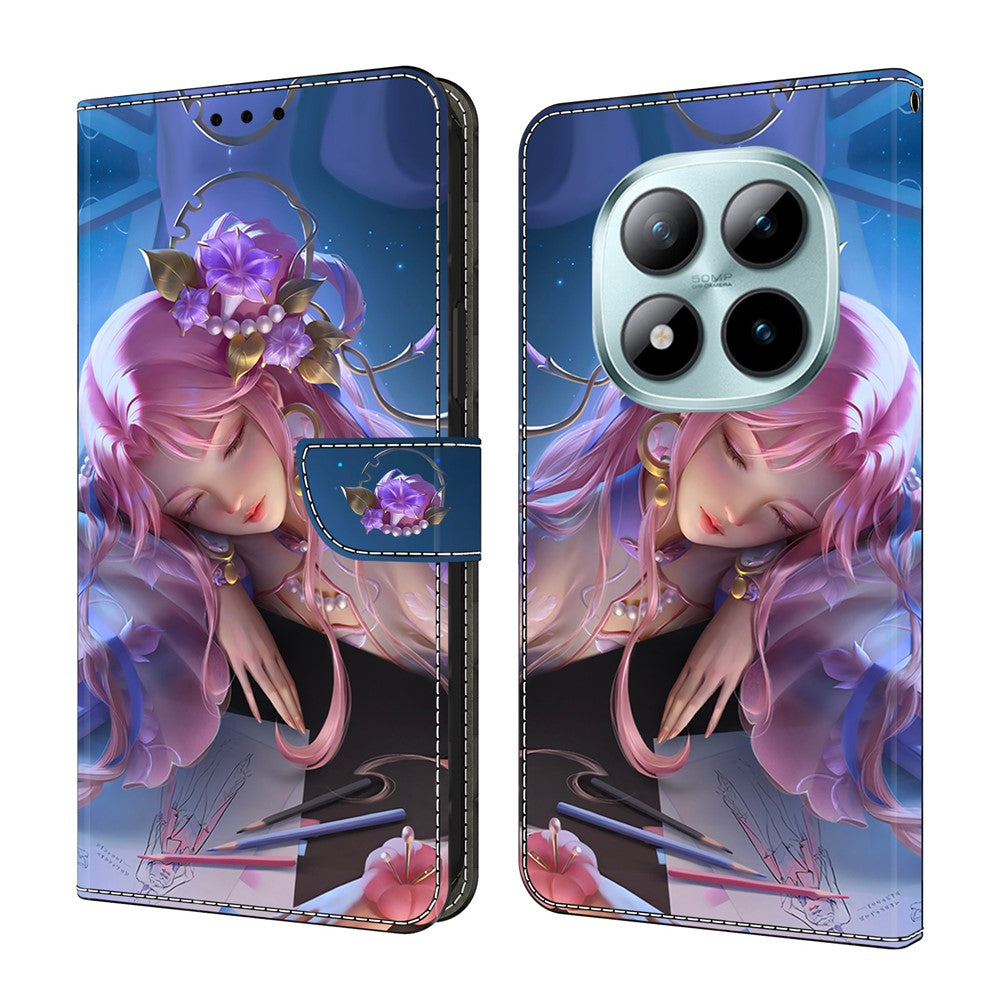 For Xiaomi Redmi Note 15 Pro 5G (Global) Wallet Case Pattern Printing Stand Leather Flip Phone Cover - Sleeping Beauty