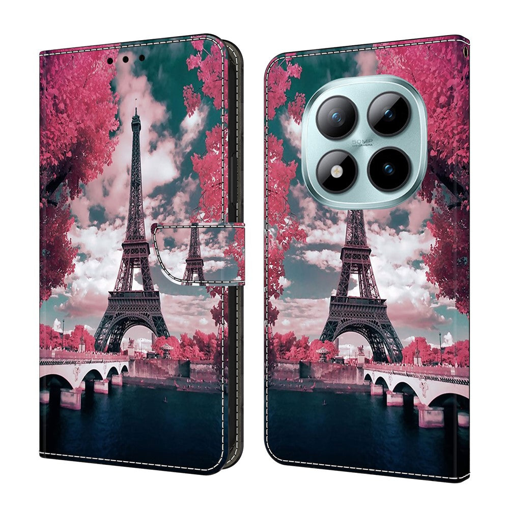 For Xiaomi Redmi Note 15 Pro 5G (Global) Wallet Case Pattern Printing Stand Leather Flip Phone Cover - Eiffel Tower