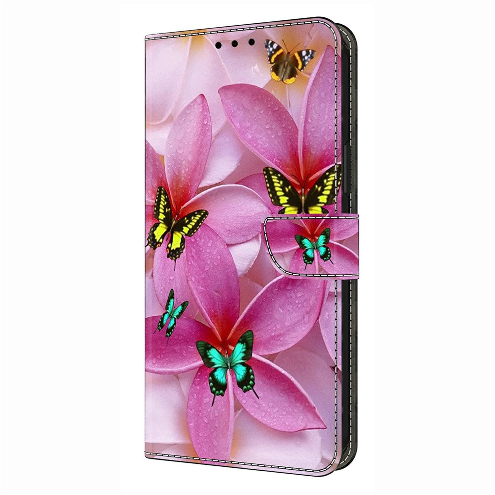 For Xiaomi Poco M8 Pro 5G / Redmi Note 15 Pro+ 5G (Global) Wallet Case Pattern Printing Stand Leather Flip Phone Cover - Pink Floral Butterfly