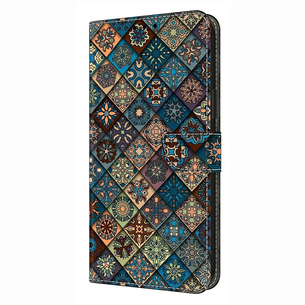 For Xiaomi Poco M8 Pro 5G / Redmi Note 15 Pro+ 5G (Global) Wallet Case Pattern Printing Stand Leather Flip Phone Cover - Blue Floral