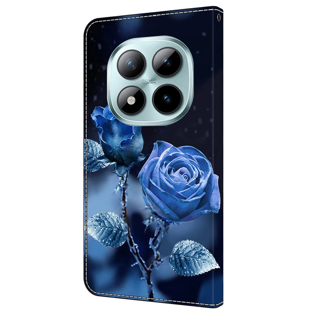 For Xiaomi Poco M8 Pro 5G / Redmi Note 15 Pro+ 5G (Global) Wallet Case Pattern Printing Stand Leather Flip Phone Cover - Blue Roses
