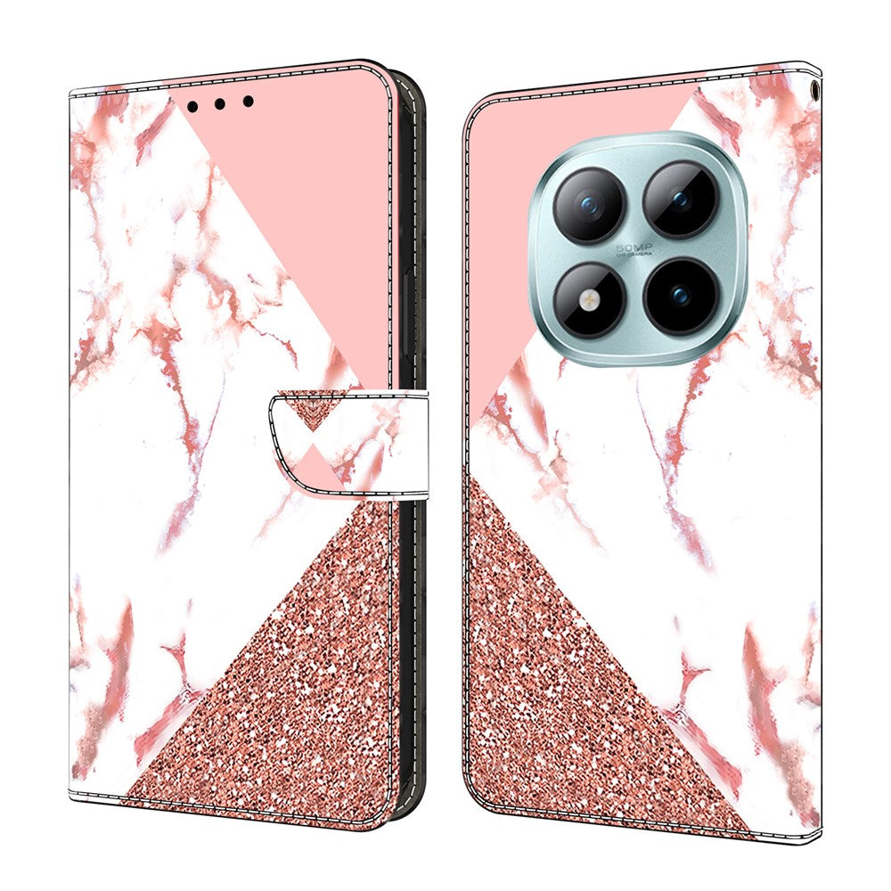 For Xiaomi Poco M8 Pro 5G / Redmi Note 15 Pro+ 5G (Global) Wallet Case Pattern Printing Stand Leather Flip Phone Cover - Triangular Marble