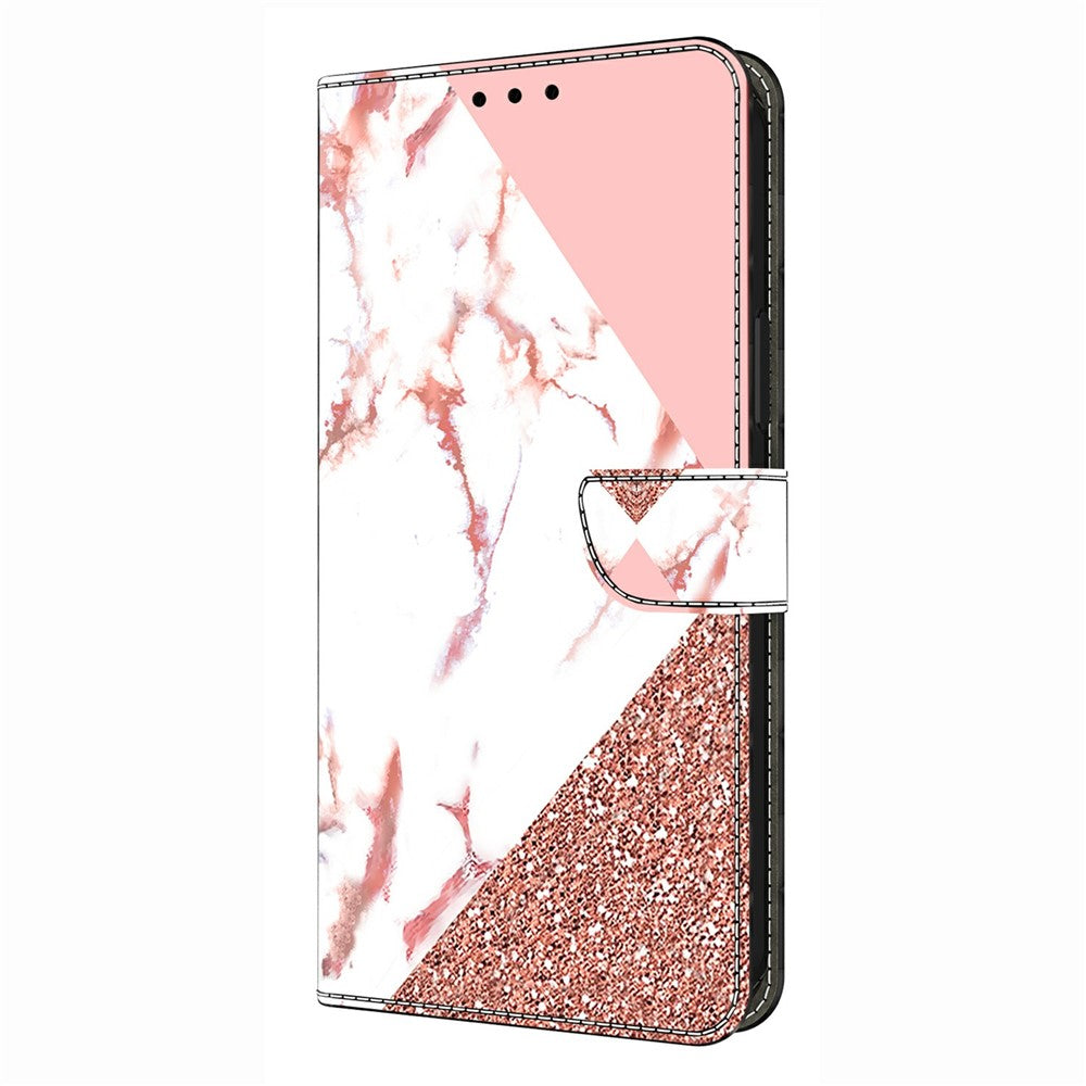 For Xiaomi Poco M8 Pro 5G / Redmi Note 15 Pro+ 5G (Global) Wallet Case Pattern Printing Stand Leather Flip Phone Cover - Triangular Marble