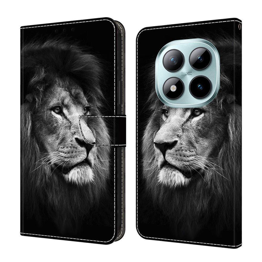 For Xiaomi Poco M8 Pro 5G / Redmi Note 15 Pro+ 5G (Global) Wallet Case Pattern Printing Stand Leather Flip Phone Cover - Lion