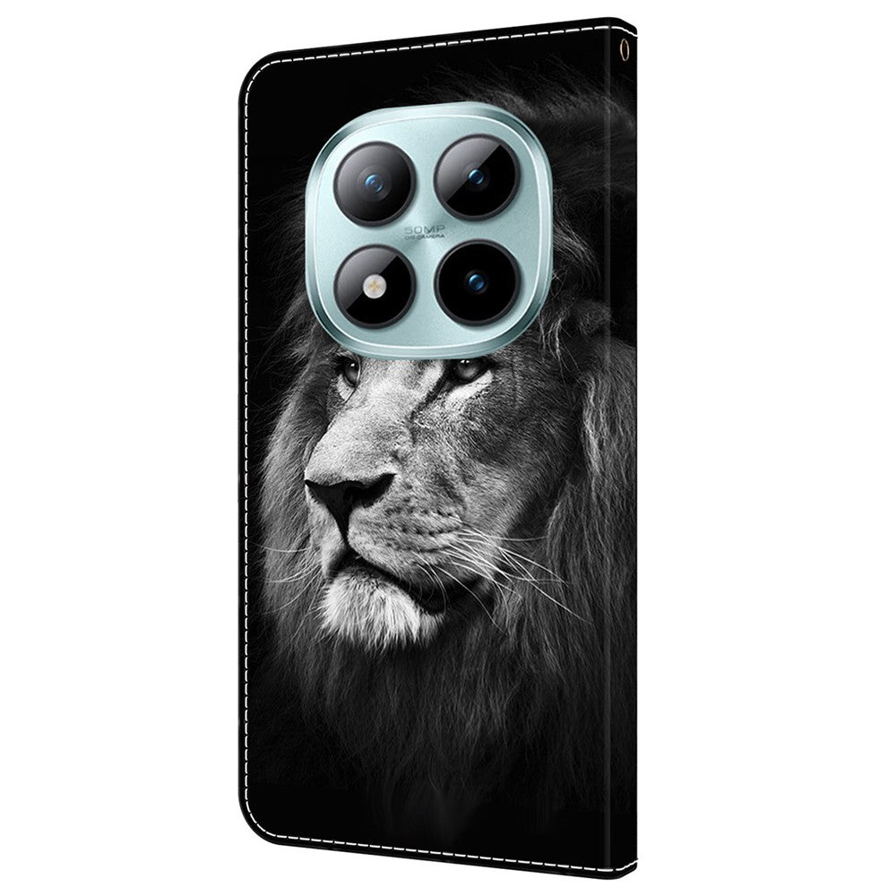 For Xiaomi Poco M8 Pro 5G / Redmi Note 15 Pro+ 5G (Global) Wallet Case Pattern Printing Stand Leather Flip Phone Cover - Lion