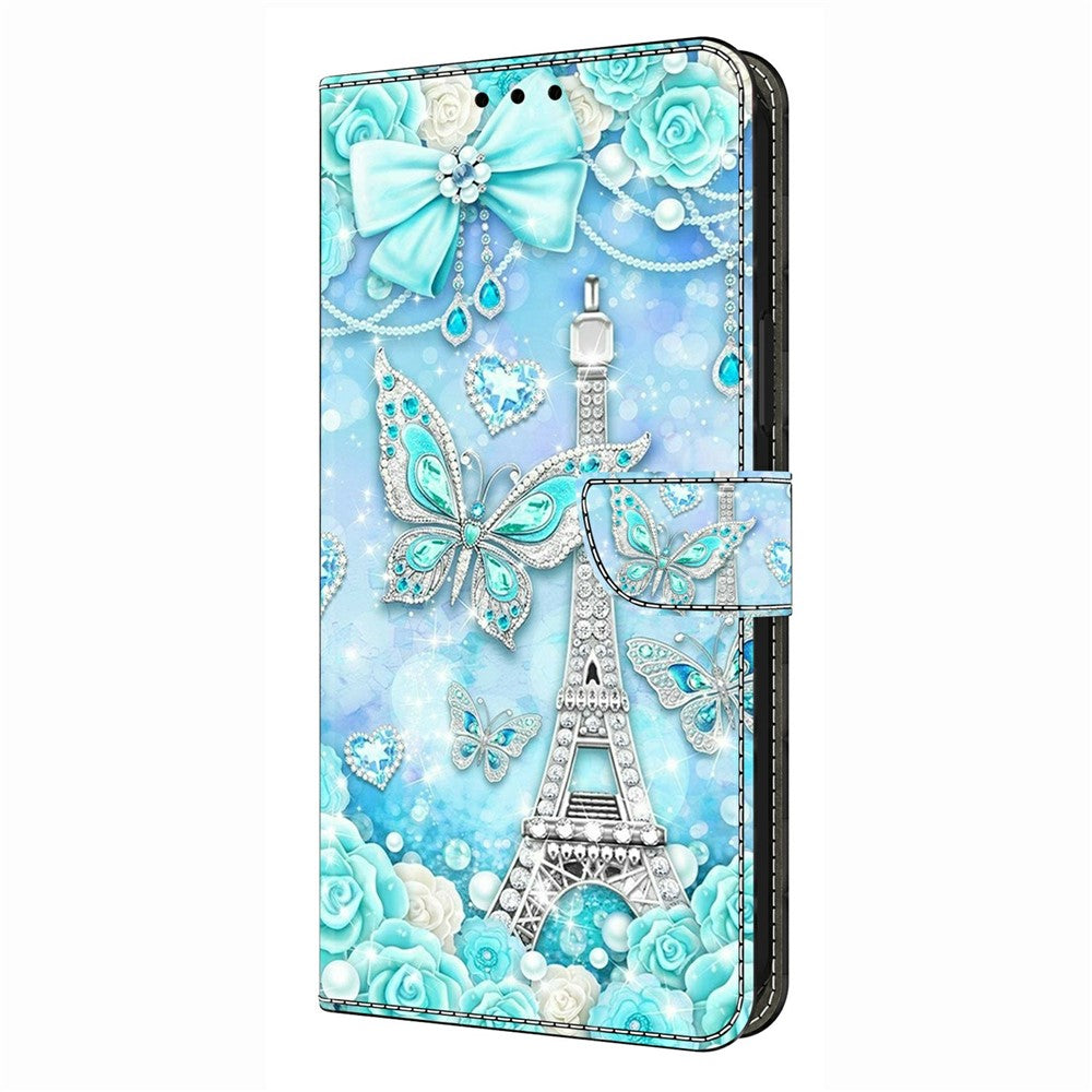 For Xiaomi Poco M8 Pro 5G / Redmi Note 15 Pro+ 5G (Global) Wallet Case Pattern Printing Stand Leather Flip Phone Cover - Butterfly Cobalt Tower