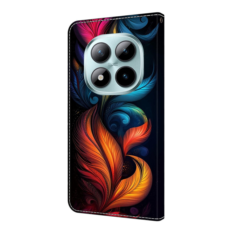 For Xiaomi Redmi Note 15 Pro 5G (Global) Leather Case Pattern Printing Wallet Stand Flip Phone Cover - Colorful Feathers