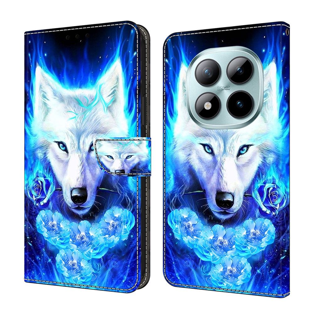 For Xiaomi Redmi Note 15 Pro 5G (Global) Leather Case Pattern Printing Wallet Stand Flip Phone Cover - White Wolf