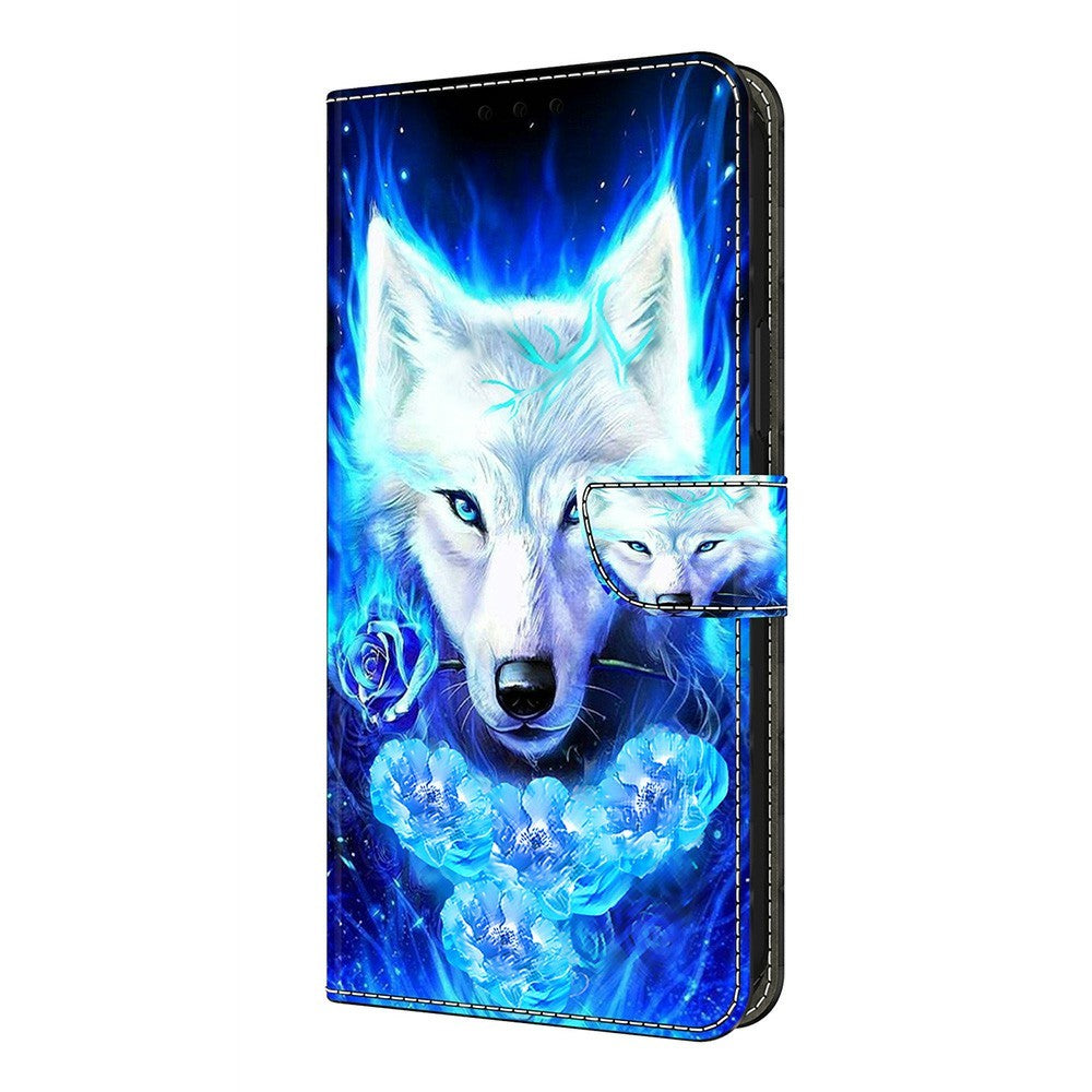 For Xiaomi Redmi Note 15 Pro 5G (Global) Leather Case Pattern Printing Wallet Stand Flip Phone Cover - White Wolf