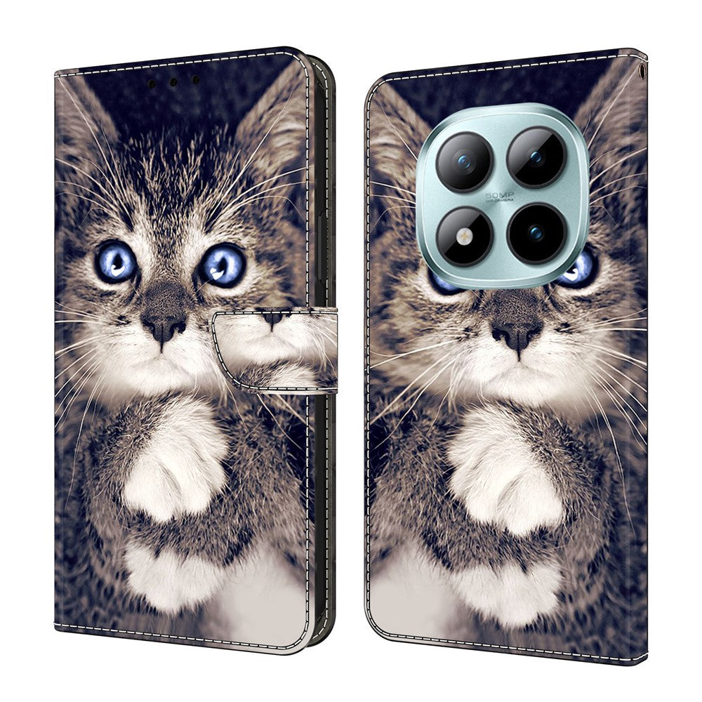 For Xiaomi Redmi Note 15 Pro 5G (Global) Leather Case Pattern Printing Wallet Stand Flip Phone Cover - Hand-holding Cat