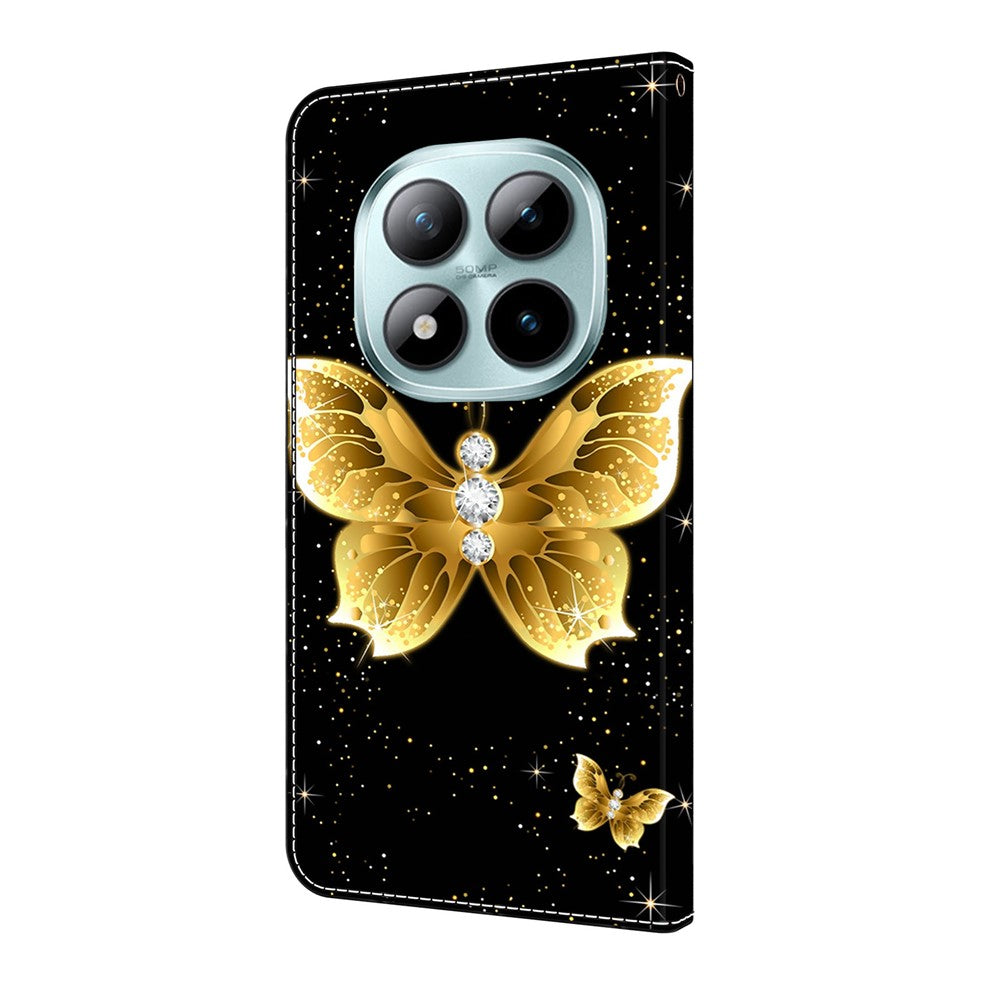 For Xiaomi Redmi Note 15 Pro 5G (Global) Leather Case Pattern Printing Wallet Stand Flip Phone Cover - Golden Butterflies