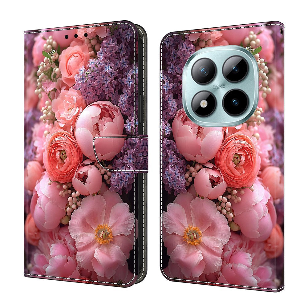 For Xiaomi Redmi Note 15 Pro 5G (Global) Leather Case Pattern Printing Wallet Stand Flip Phone Cover - Ranunculaceae