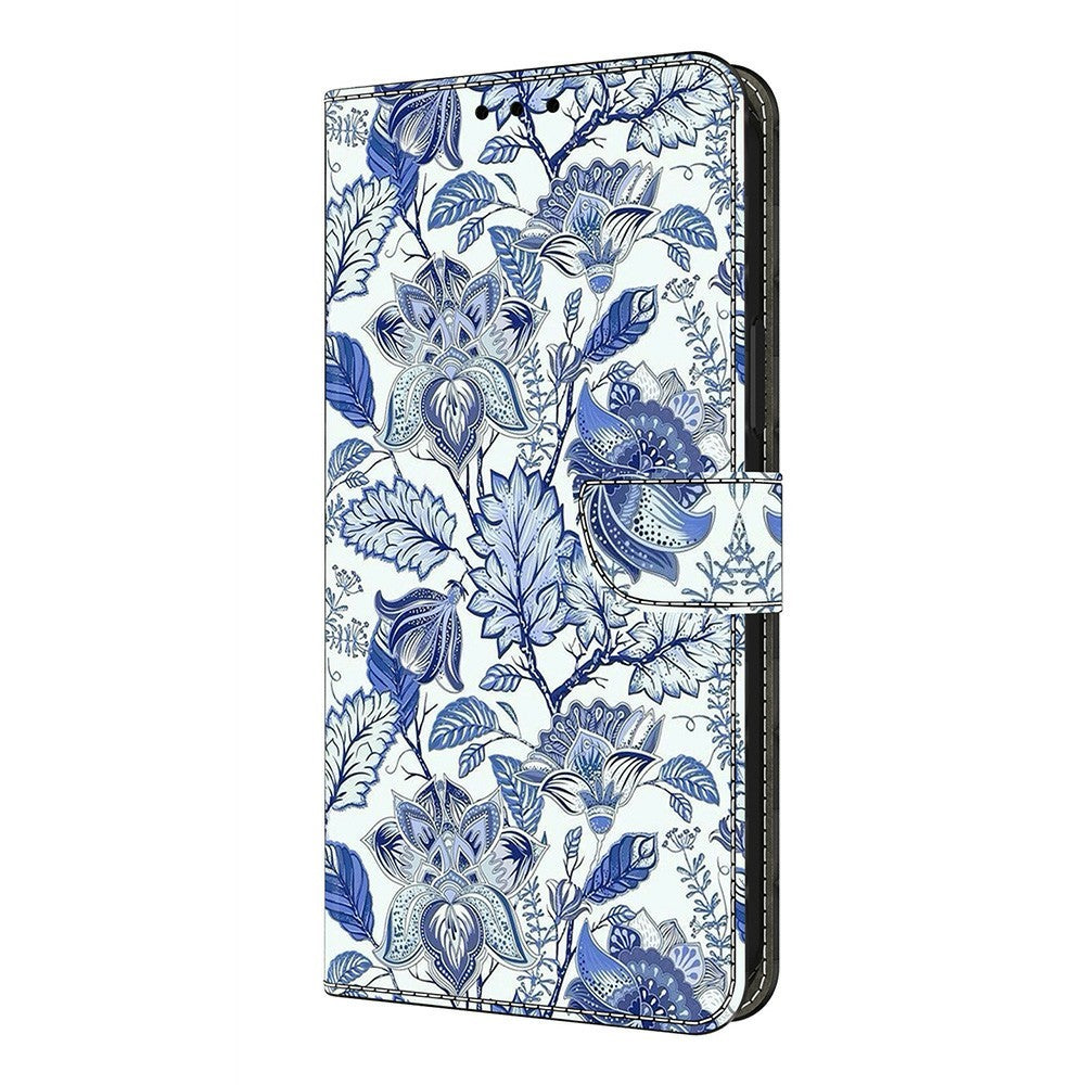 For Xiaomi Redmi Note 15 Pro 5G (Global) Leather Case Pattern Printing Wallet Stand Flip Phone Cover - Blue Flower Bush