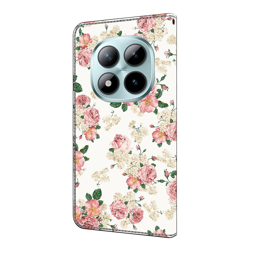 For Xiaomi Redmi Note 15 Pro 5G (Global) Leather Case Pattern Printing Wallet Stand Flip Phone Cover - Peony