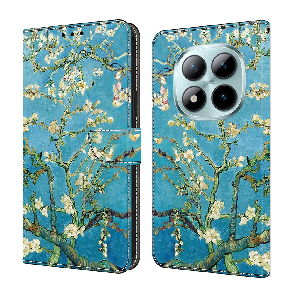 For Xiaomi Redmi Note 15 Pro 5G (Global) Leather Case Pattern Printing Wallet Stand Flip Phone Cover - Apricot Blossom