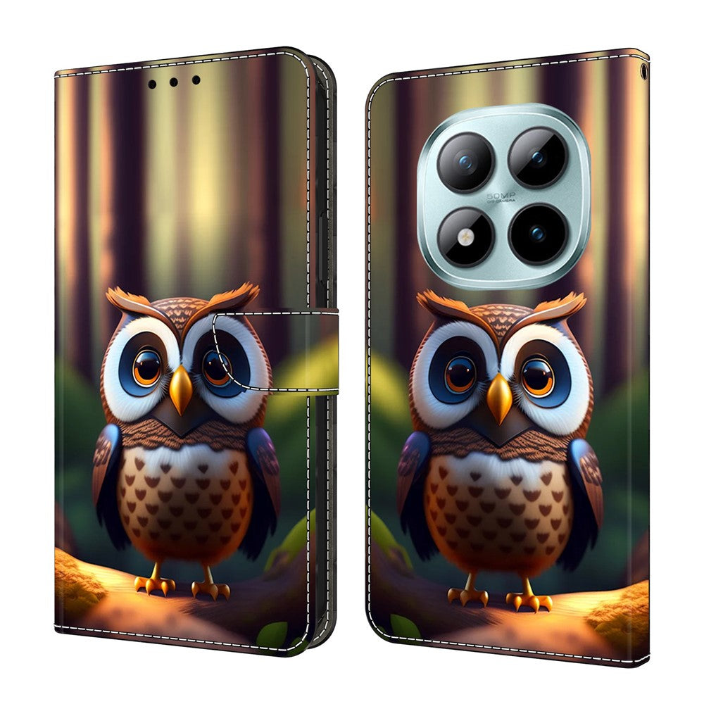 For Xiaomi Redmi Note 15 Pro 5G (Global) Leather Case Pattern Printing Wallet Stand Flip Phone Cover - Brown Little Owl