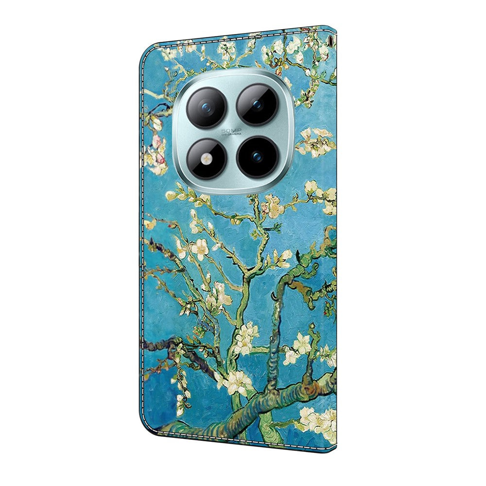 For Xiaomi Poco M8 Pro 5G / Redmi Note 15 Pro+ 5G (Global) Leather Case Pattern Printing Wallet Stand Flip Phone Cover - Apricot Blossom