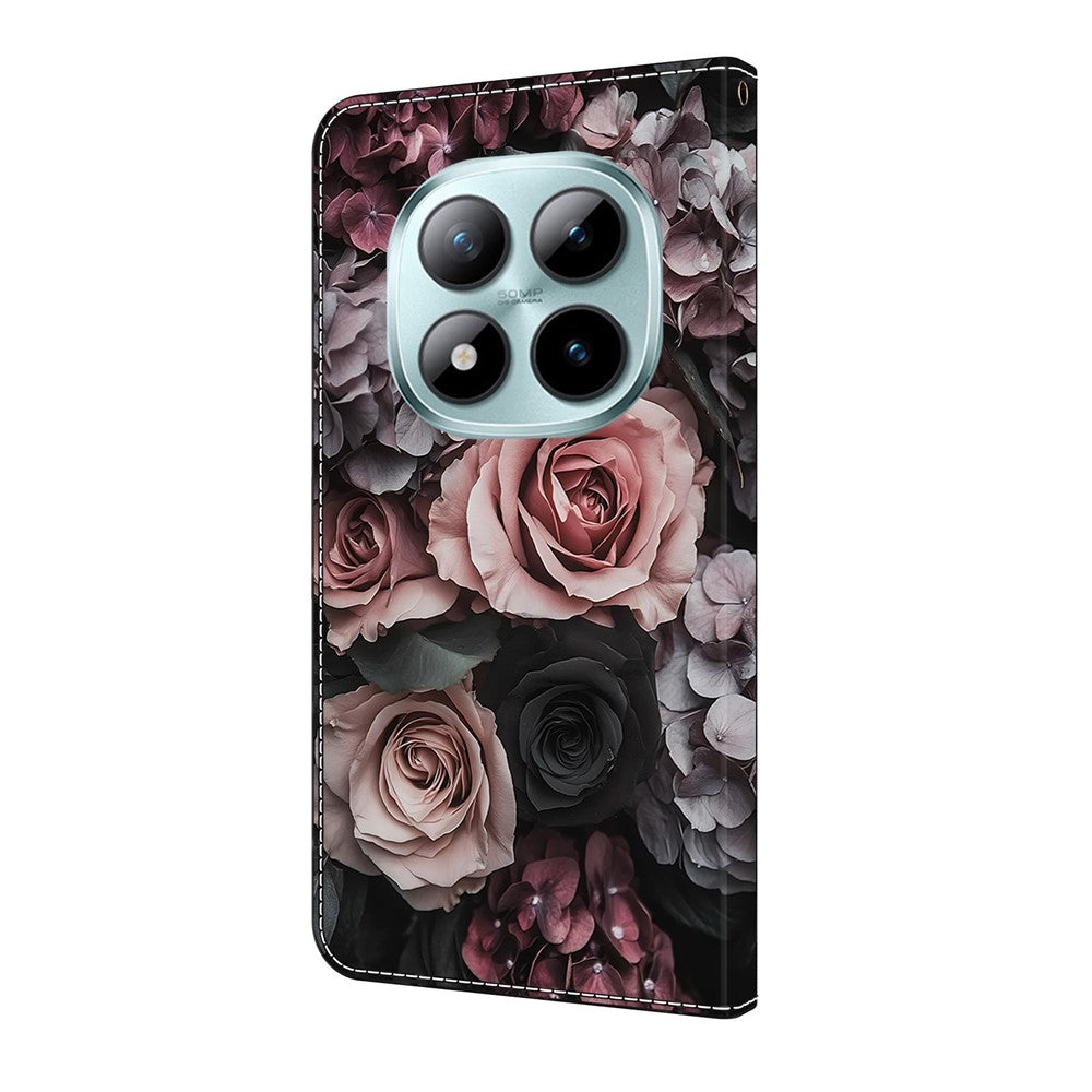 For Xiaomi Poco M8 Pro 5G / Redmi Note 15 Pro+ 5G (Global) Leather Case Pattern Printing Wallet Stand Flip Phone Cover - Chinese Rose