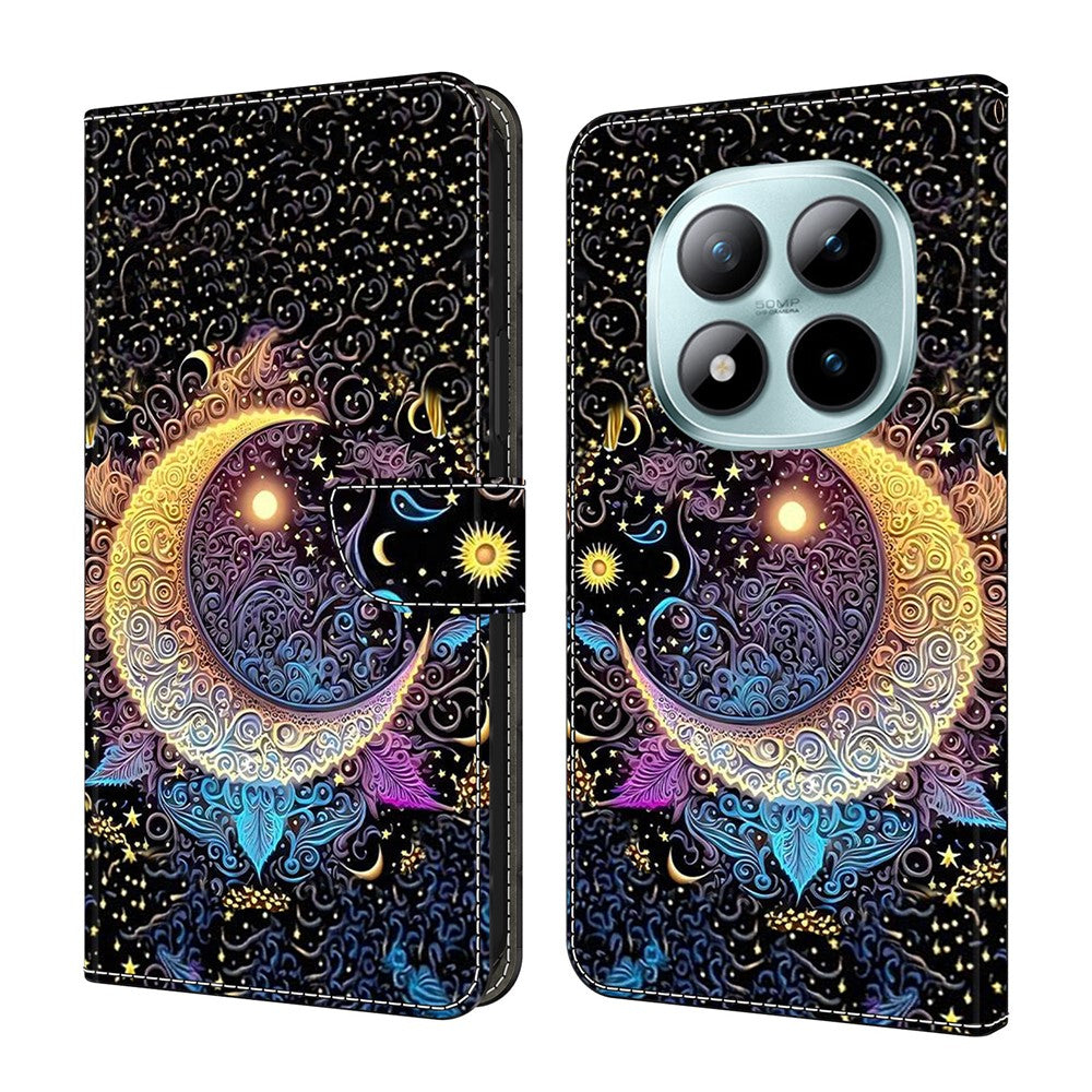 For Xiaomi Redmi Note 15 Pro 5G (Global) Case Wallet Stand Pattern Printing PU Leather Flip Phone Cover - Bright Moon