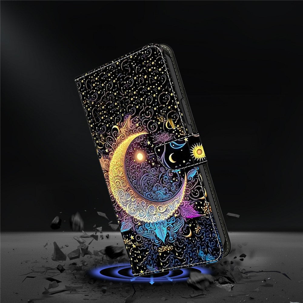 For Xiaomi Redmi Note 15 Pro 5G (Global) Case Wallet Stand Pattern Printing PU Leather Flip Phone Cover - Bright Moon