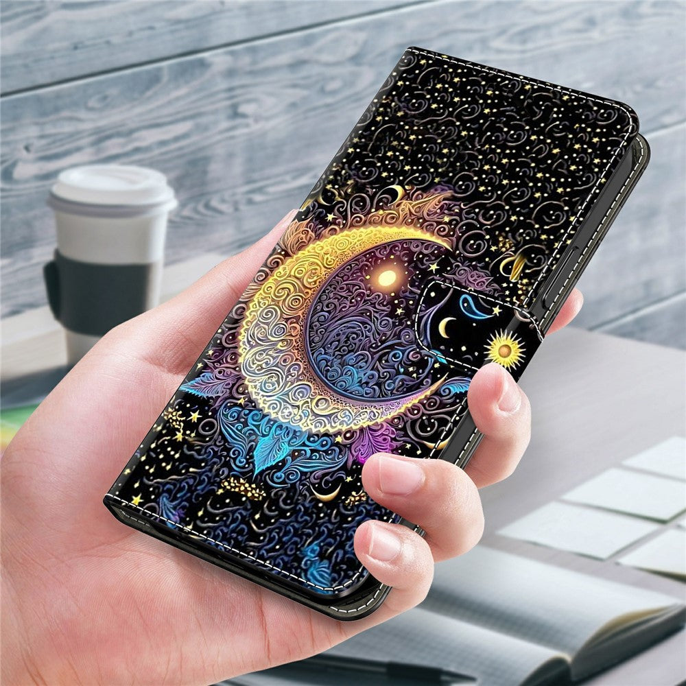 For Xiaomi Redmi Note 15 Pro 5G (Global) Case Wallet Stand Pattern Printing PU Leather Flip Phone Cover - Bright Moon