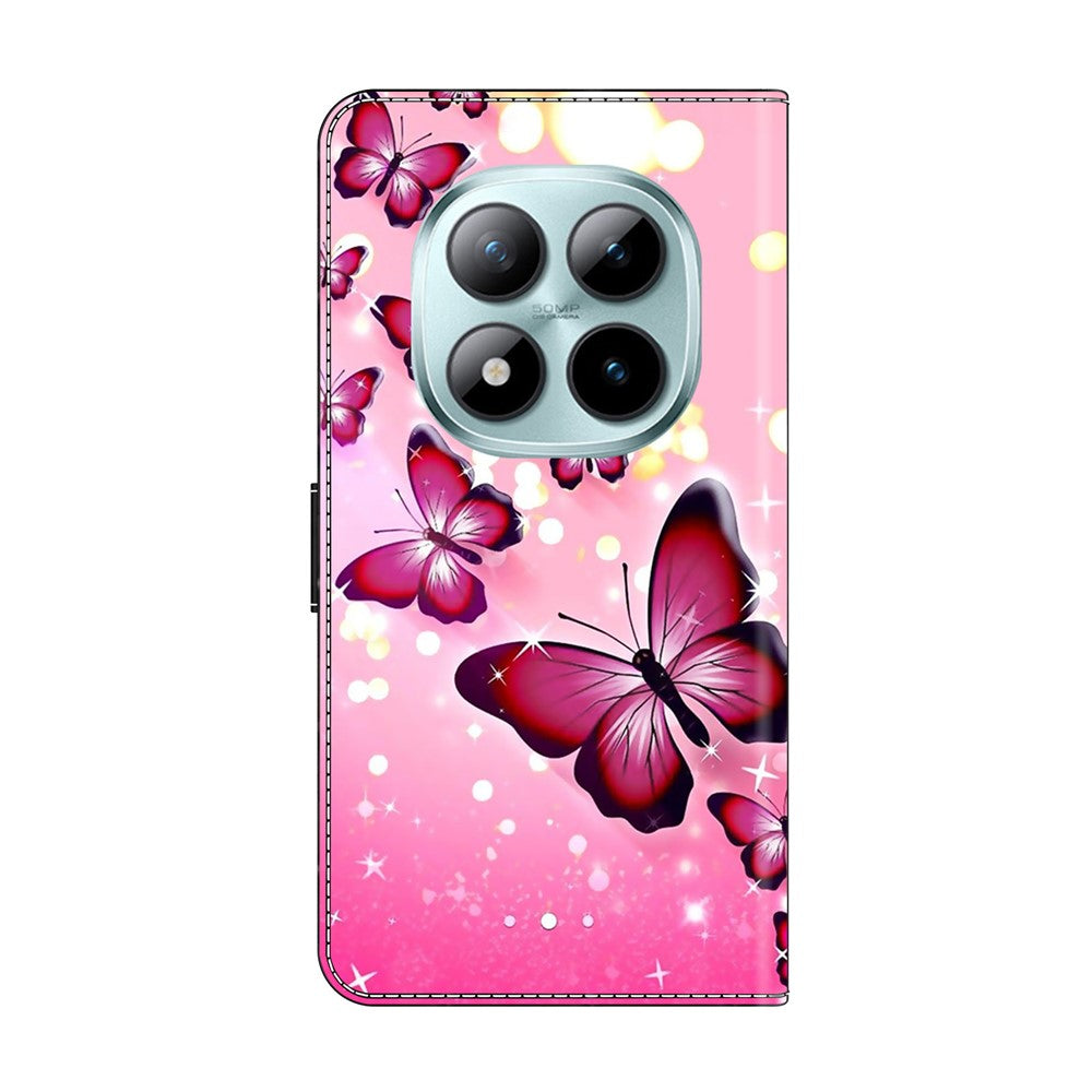 For Xiaomi Redmi Note 15 Pro 5G (Global) Case Wallet Stand Pattern Printing PU Leather Flip Phone Cover - Pink Butterfly