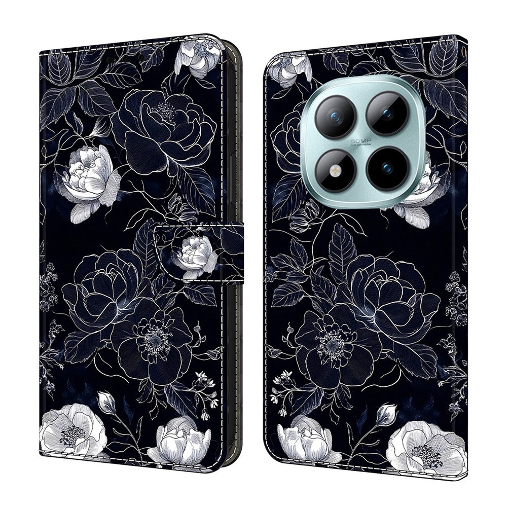 For Xiaomi Redmi Note 15 Pro 5G (Global) Case Wallet Stand Pattern Printing PU Leather Flip Phone Cover - Vintage Flowers