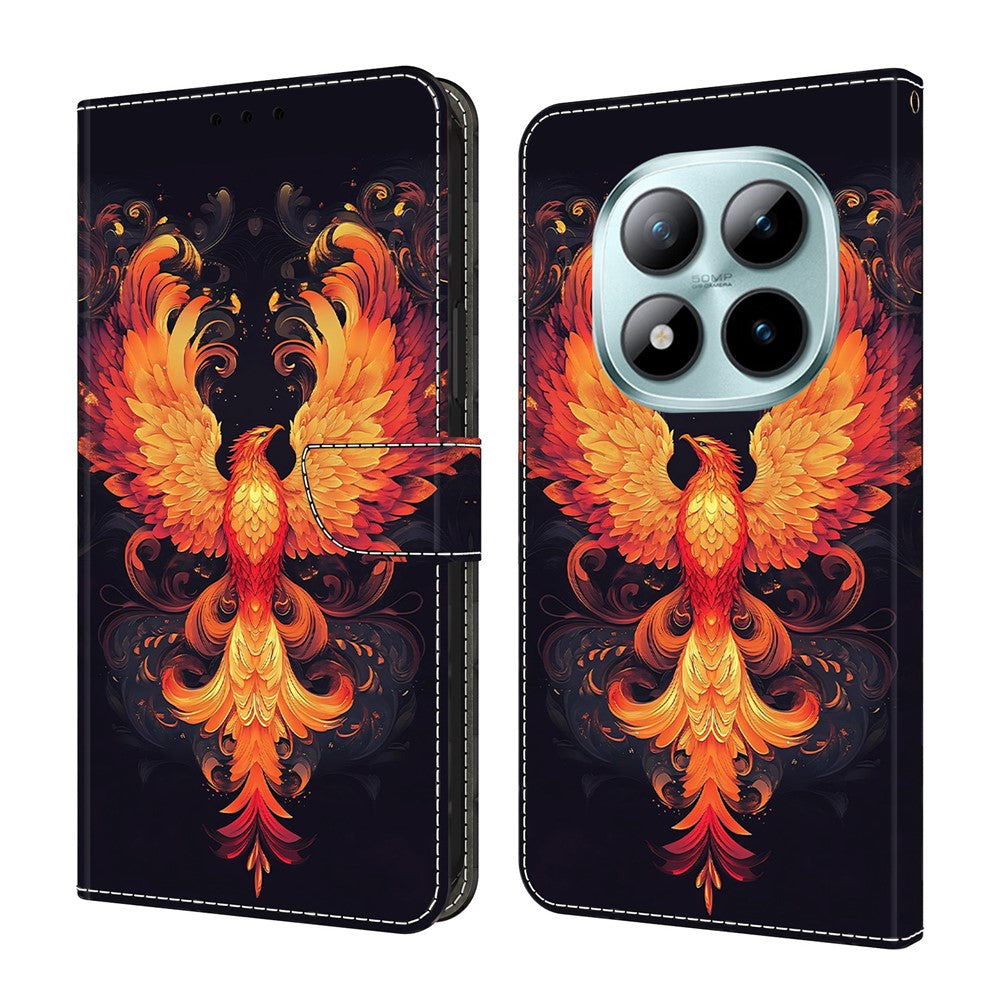 For Xiaomi Redmi Note 15 Pro 5G (Global) Case Wallet Stand Pattern Printing PU Leather Flip Phone Cover - Flame Bird