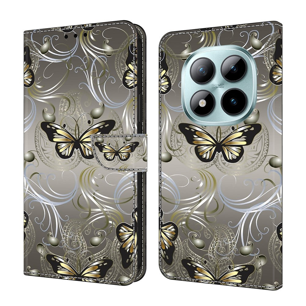 For Xiaomi Redmi Note 15 Pro 5G (Global) Case Wallet Stand Pattern Printing PU Leather Flip Phone Cover - Lace Butterfly