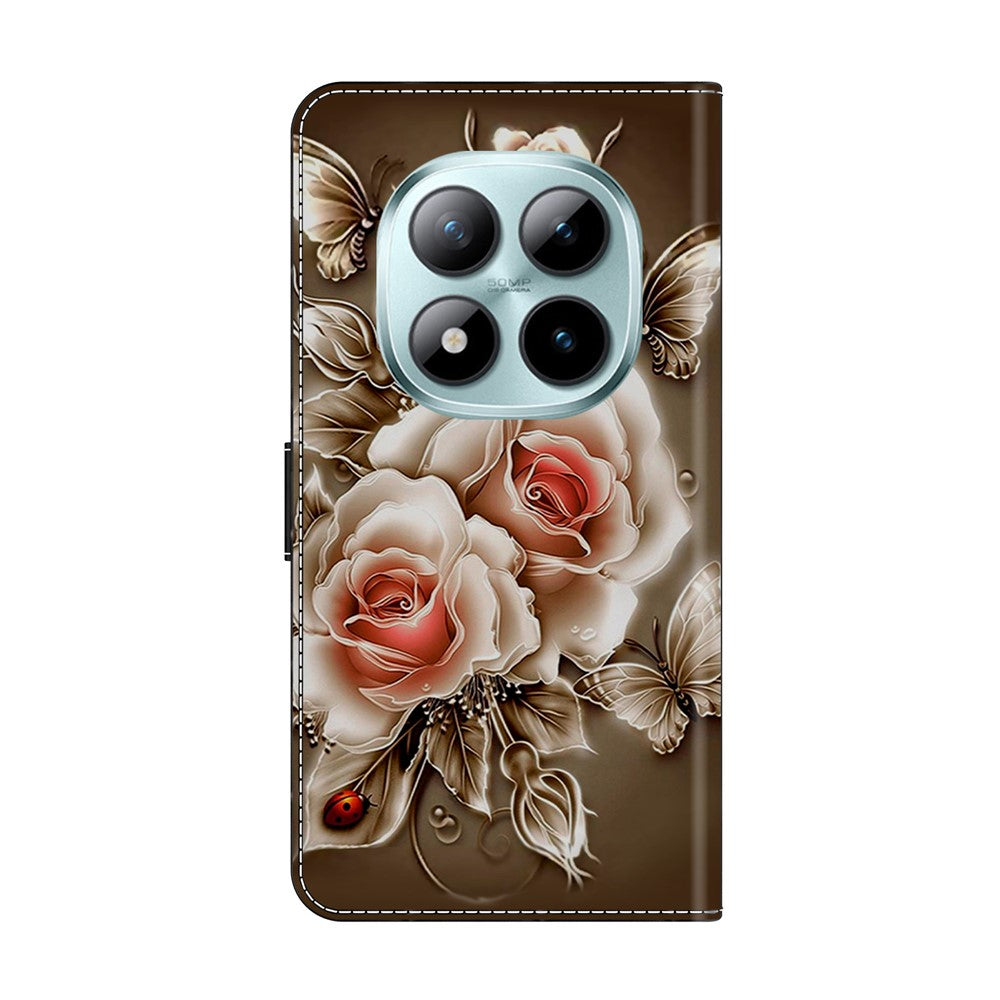 For Xiaomi Redmi Note 15 Pro 5G (Global) Case Wallet Stand Pattern Printing PU Leather Flip Phone Cover - Brown Rose