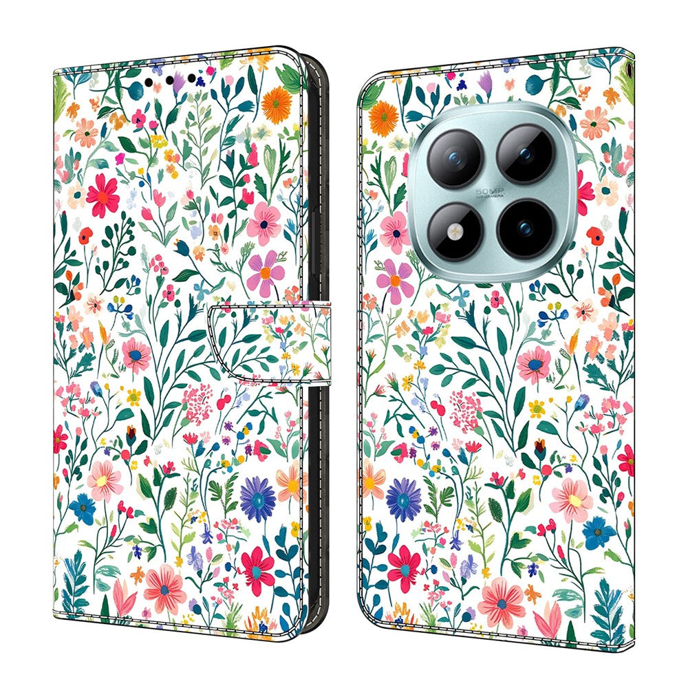 For Xiaomi Redmi Note 15 Pro 5G (Global) Case Wallet Stand Pattern Printing PU Leather Flip Phone Cover - Small Flowerbed