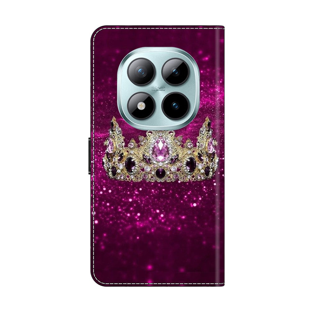 For Xiaomi Redmi Note 15 Pro 5G (Global) Case Wallet Stand Pattern Printing PU Leather Flip Phone Cover - Purple Diamond Crown