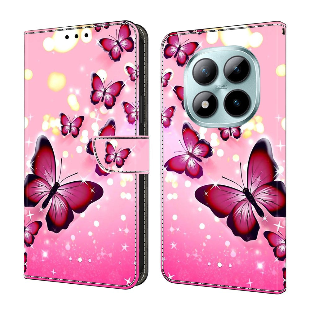 For Xiaomi Poco M8 Pro 5G / Redmi Note 15 Pro+ 5G (Global) Case Wallet Stand Pattern Printing PU Leather Flip Phone Cover - Pink Butterfly