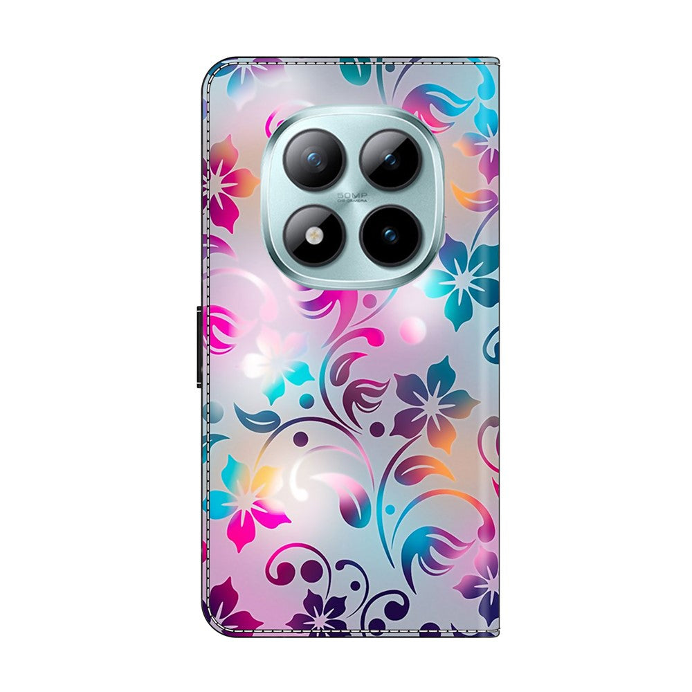 For Xiaomi Poco M8 Pro 5G / Redmi Note 15 Pro+ 5G (Global) Case Wallet Stand Pattern Printing PU Leather Flip Phone Cover - Craft Flowers