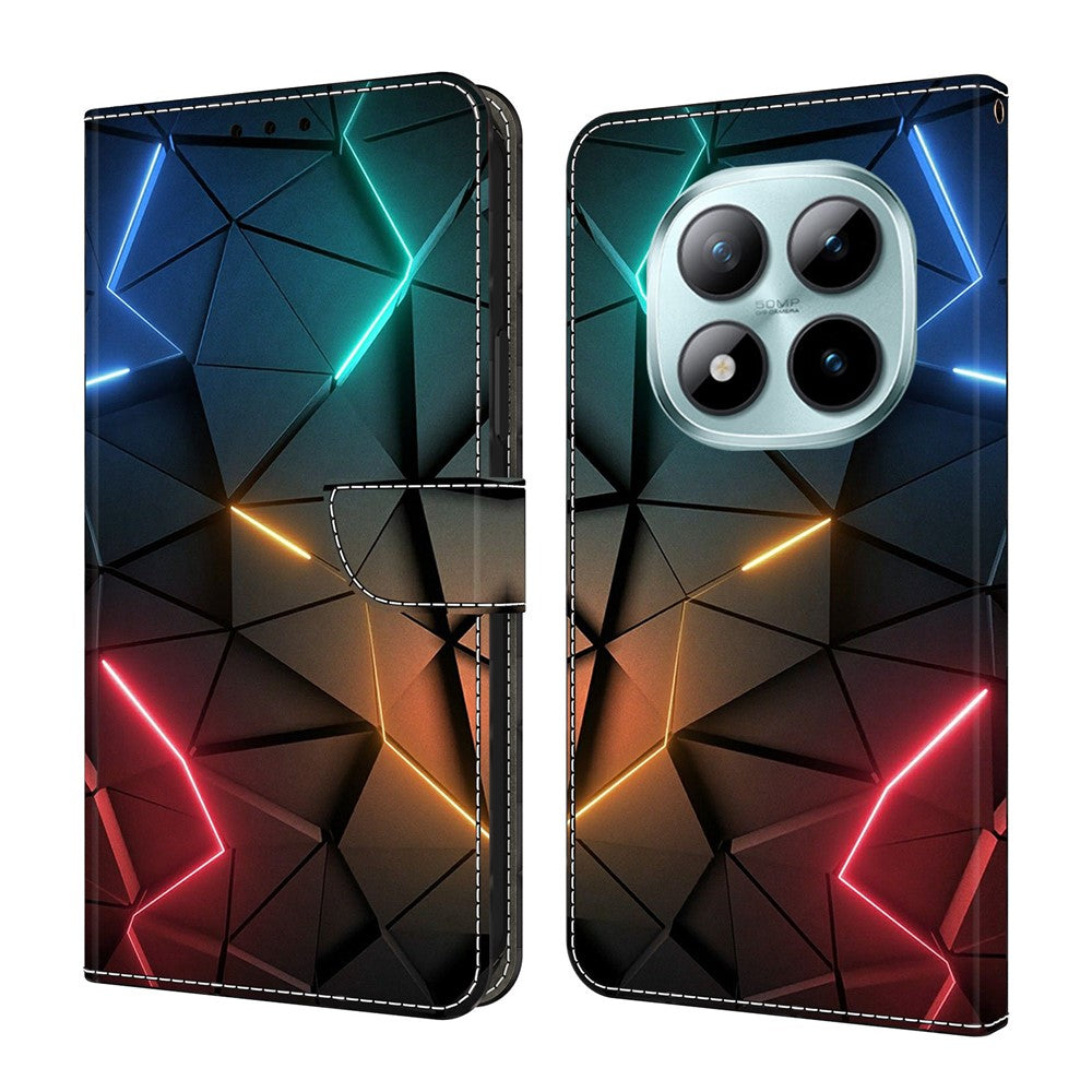 For Xiaomi Poco M8 Pro 5G / Redmi Note 15 Pro+ 5G (Global) Case Wallet Stand Pattern Printing PU Leather Flip Phone Cover - Light Cracks