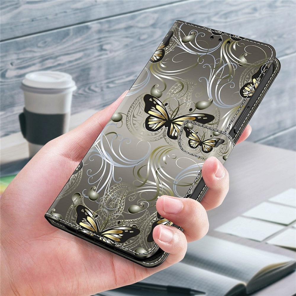 For Xiaomi Poco M8 Pro 5G / Redmi Note 15 Pro+ 5G (Global) Case Wallet Stand Pattern Printing PU Leather Flip Phone Cover - Lace Butterfly
