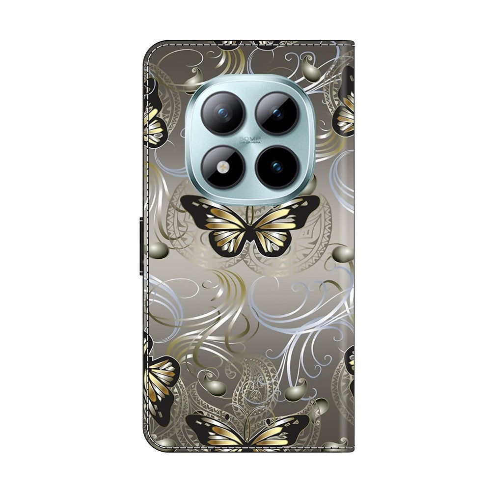 For Xiaomi Poco M8 Pro 5G / Redmi Note 15 Pro+ 5G (Global) Case Wallet Stand Pattern Printing PU Leather Flip Phone Cover - Lace Butterfly