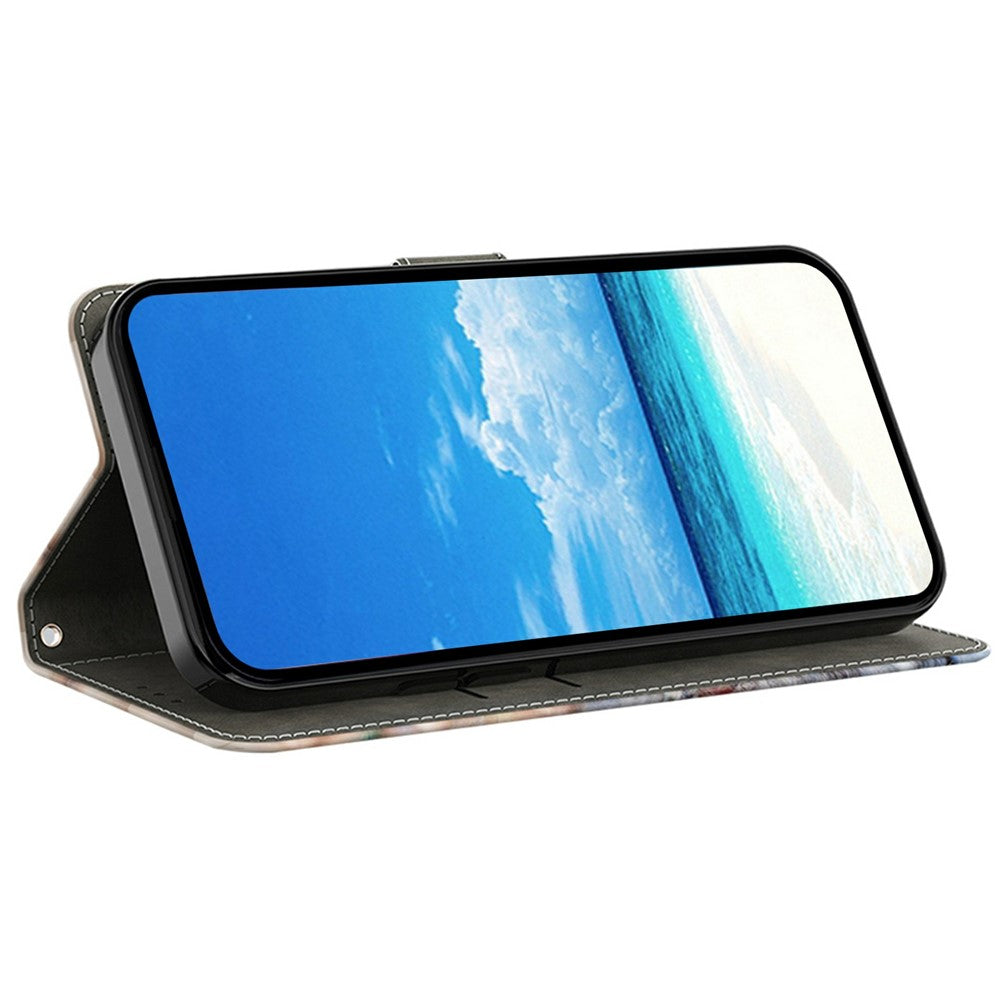 For Xiaomi Poco M8 Pro 5G / Redmi Note 15 Pro+ 5G (Global) Case Wallet Stand Pattern Printing PU Leather Flip Phone Cover - Gold Butterfly on Green