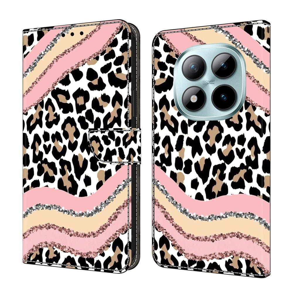 For Xiaomi Poco M8 Pro 5G / Redmi Note 15 Pro+ 5G (Global) Case Wallet Stand Pattern Printing PU Leather Flip Phone Cover - Striped Leopard