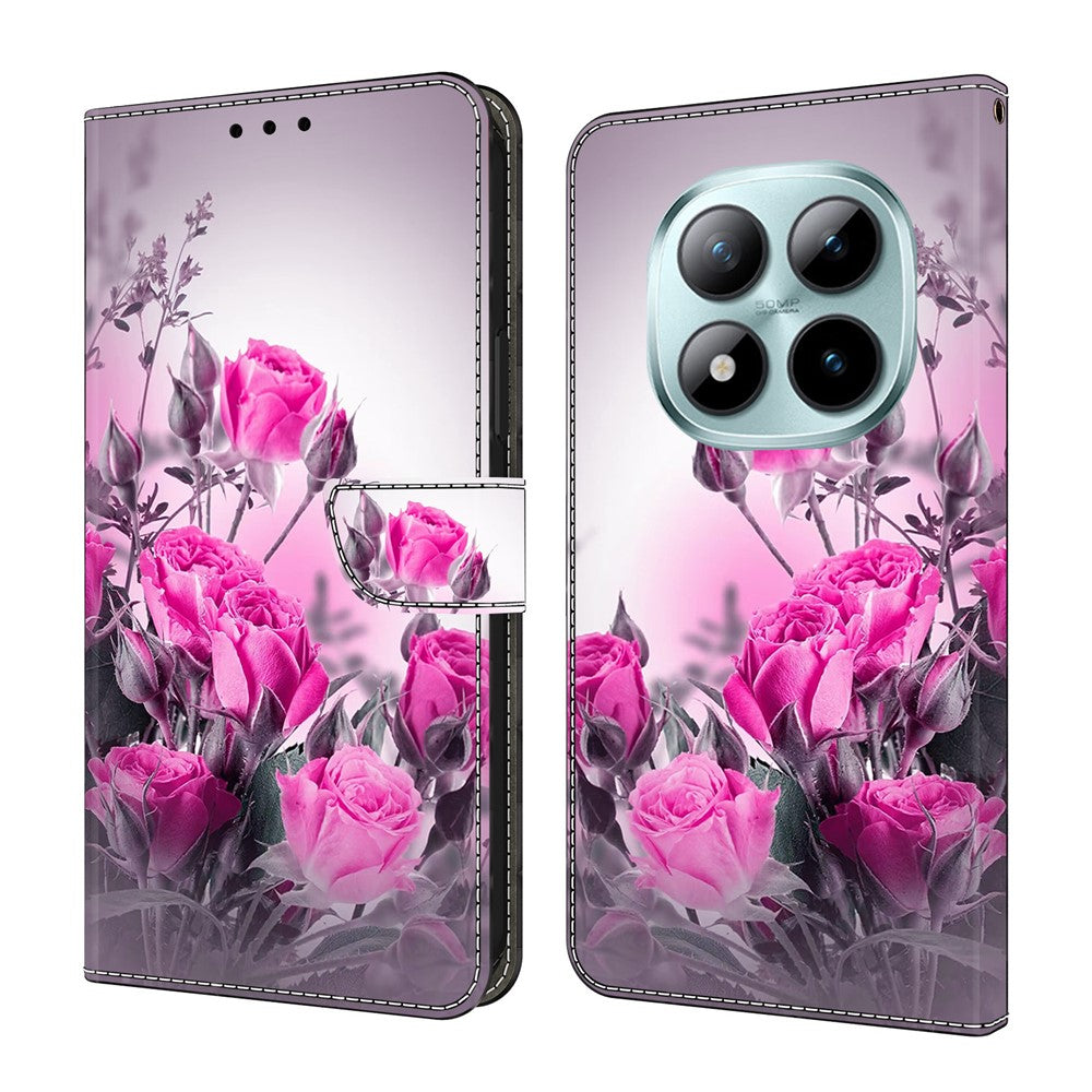 For Xiaomi Poco M8 Pro 5G / Redmi Note 15 Pro+ 5G (Global) Case Wallet Stand Pattern Printing PU Leather Flip Phone Cover - Purple Flowers