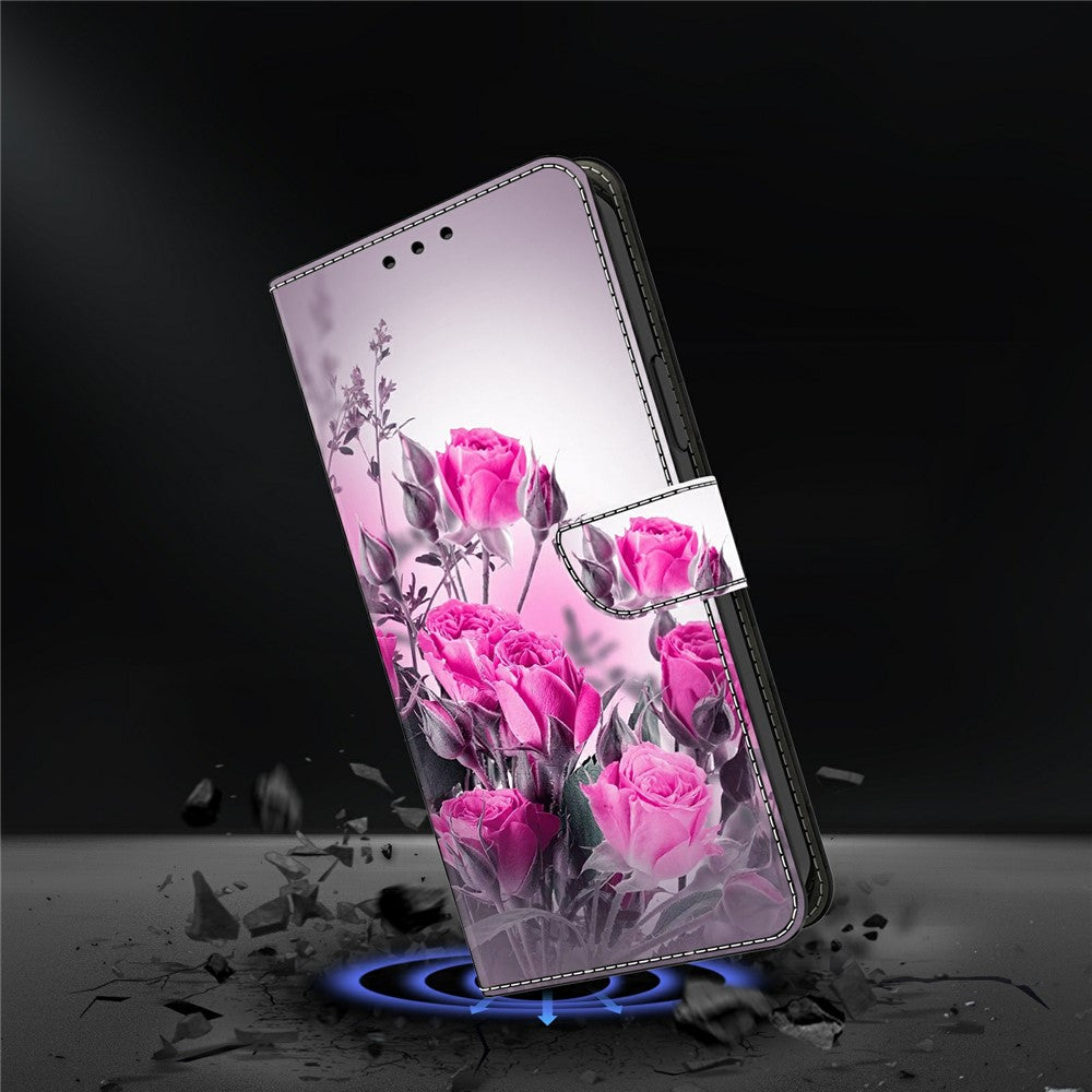 For Xiaomi Poco M8 Pro 5G / Redmi Note 15 Pro+ 5G (Global) Case Wallet Stand Pattern Printing PU Leather Flip Phone Cover - Purple Flowers