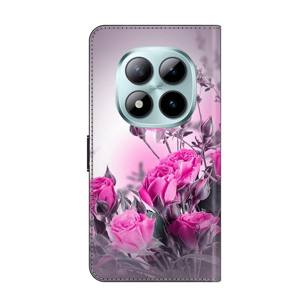 For Xiaomi Poco M8 Pro 5G / Redmi Note 15 Pro+ 5G (Global) Case Wallet Stand Pattern Printing PU Leather Flip Phone Cover - Purple Flowers