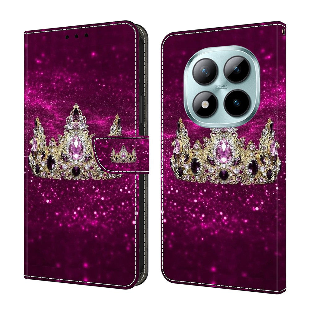 For Xiaomi Poco M8 Pro 5G / Redmi Note 15 Pro+ 5G (Global) Case Wallet Stand Pattern Printing PU Leather Flip Phone Cover - Purple Diamond Crown