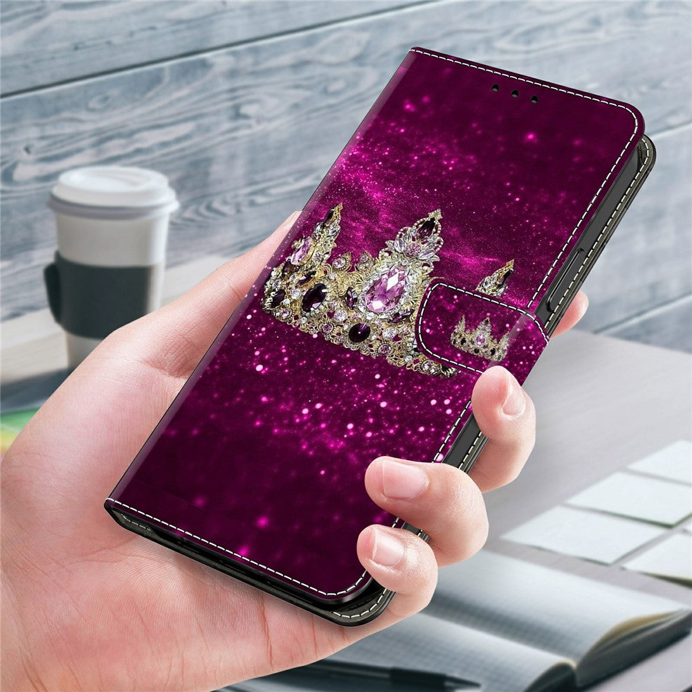 For Xiaomi Poco M8 Pro 5G / Redmi Note 15 Pro+ 5G (Global) Case Wallet Stand Pattern Printing PU Leather Flip Phone Cover - Purple Diamond Crown